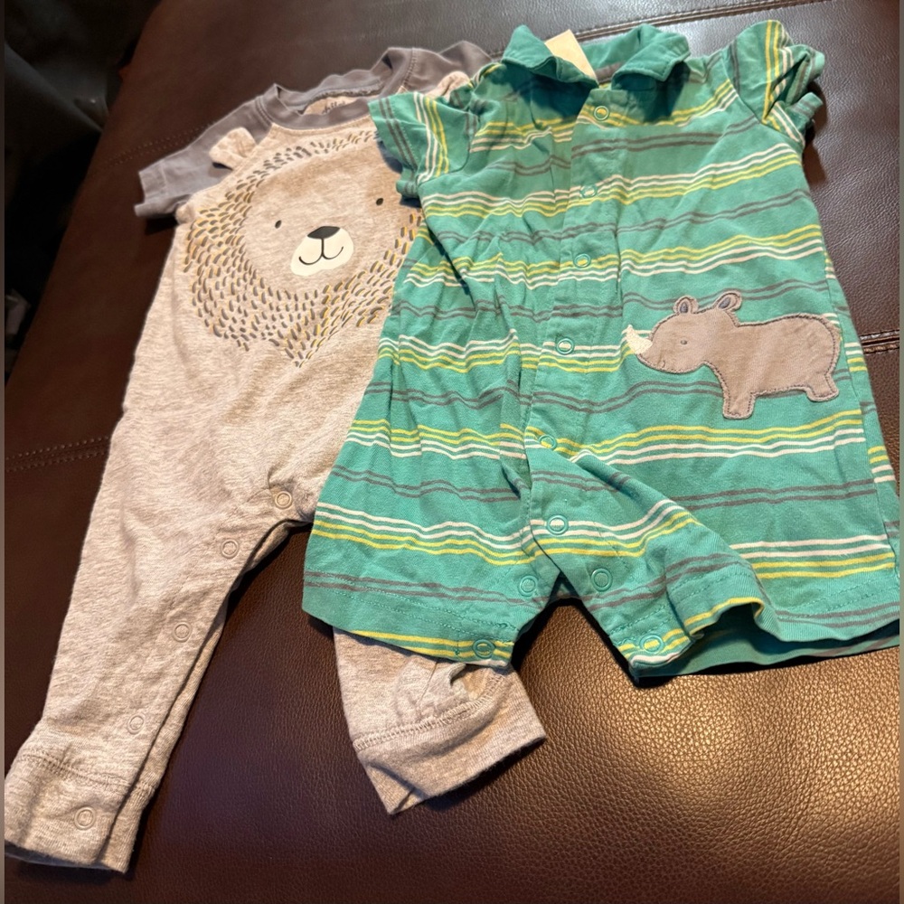 Carter's Set of 2 Baby Romper’s with Animal Prints 3-6 months